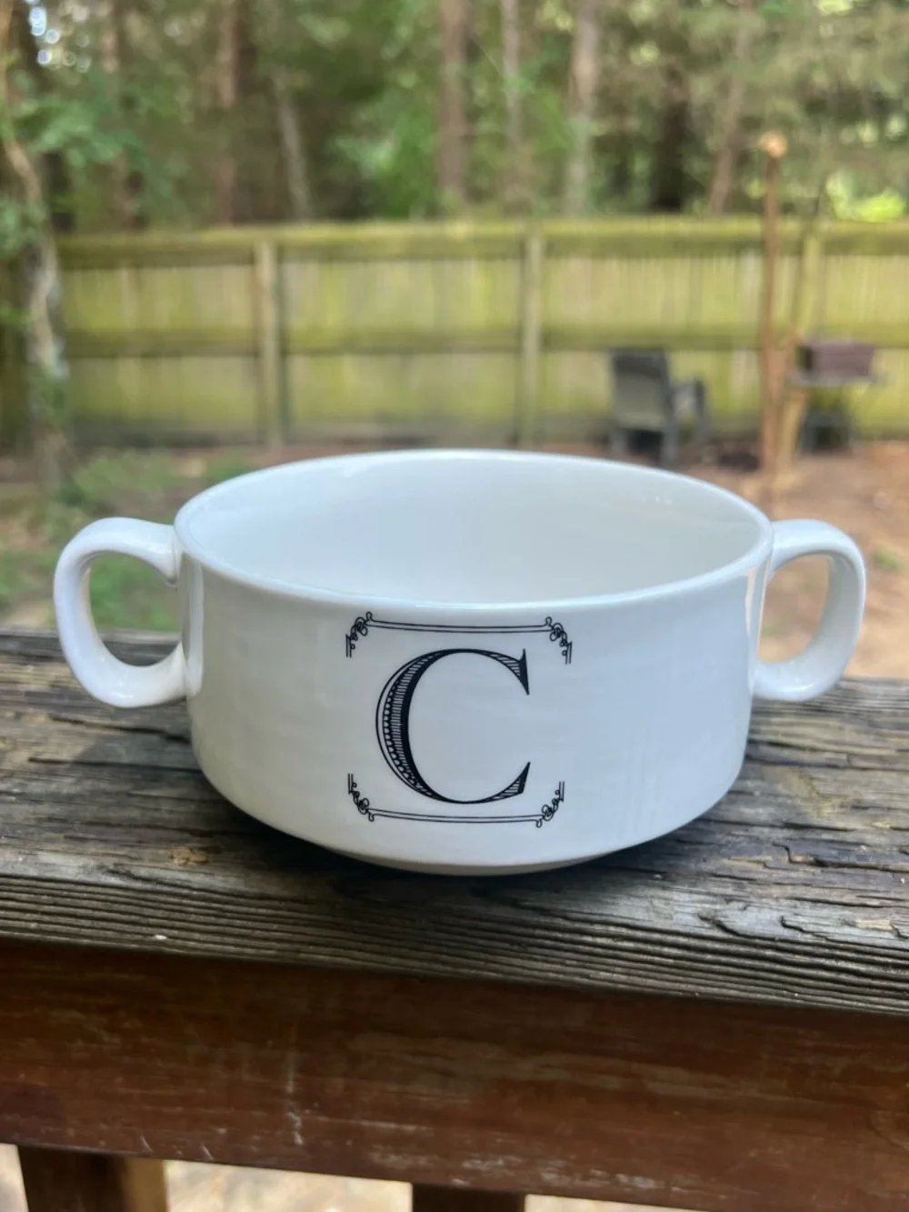 HOME ESSENTIALS C Initial Soup Ceramic Mug